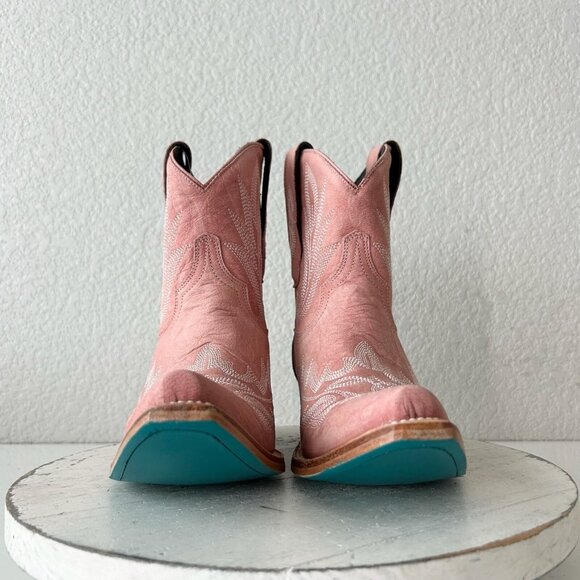 Pink Ankle Boots with Embroidered Design - Picture 6 of 16